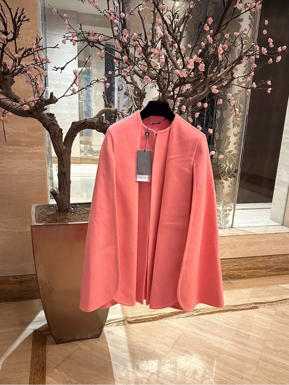 Alexander McQueen Coral Pink Cape Coat